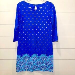 Lilly Pulitzer Blue Grotto 3/4 Sleeve Dress Womens Size Small